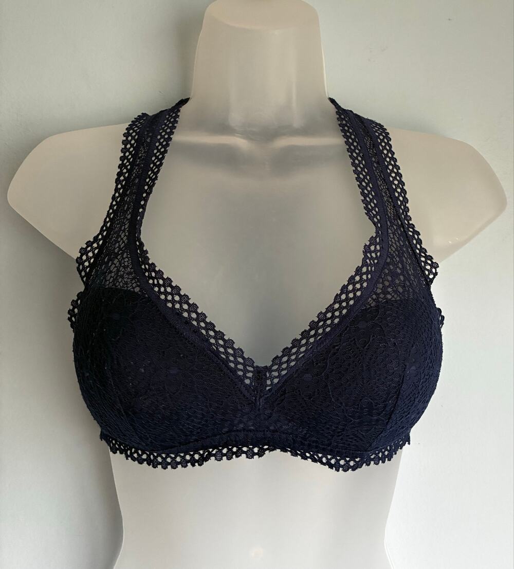 Victoria's Secret Bralette Lace Navy Blue XS Unlined Wireless